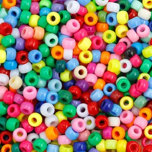 1100 Pcs Multicolored Pony Beads Plastic Hair Beads for Braids, Beads for Jewelry Bracelets Making Craft, Ideal Gifts for Girls