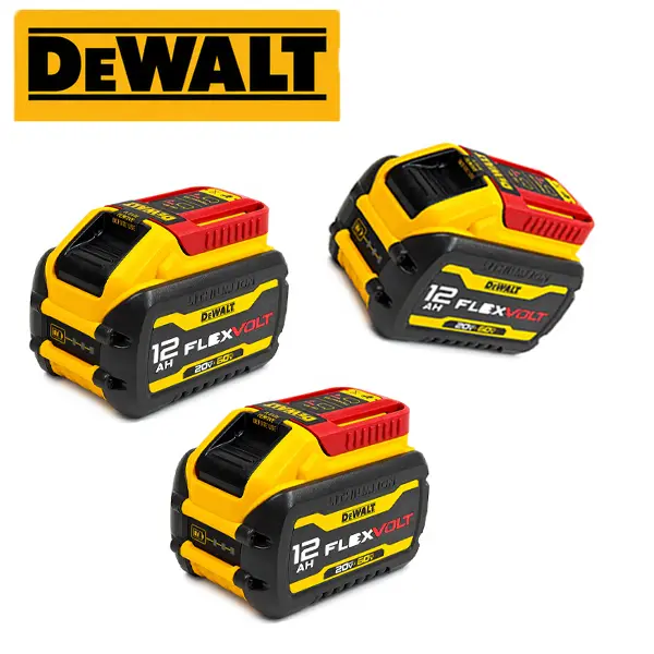 DEWALT DCB612 FLEXVOLT 12Ah 20V/60V MAX 4-Pack Lithium-Ion Battery Pack for Heavy-Duty Jobsite, Workshop, Woodworking and Outdoor Tool Use, High-Capacity Output, Automatic Voltage Switching, 3-LED Fuel Gauge and Transport Caps
