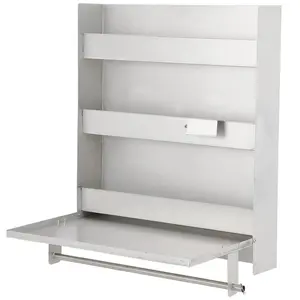 GARVEE 5052 Aluminium Work Station Storage Cabinet, Flip Up Work Tray with Paper Towel Rack, Trailer Door Cabinet Organizer, for Enclosed Race Trailer Shop Garage Storage, Silver