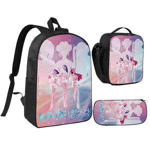 hot movie print backpack 3PCS K-pop Girls School Backpack Set with Lunch Bag & Pencil Case, Cute Fantasy Pop Star Graphic Bookbag for Kids, Lightweight Travel Daypack mochila mochilasescolares boys