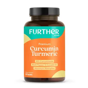 Further Food Premium Curcumin Turmeric - 60 Caps for Maximum Strength with Black Pepper & Avocado Oil for Ultra Absorption and Boswellia Benefits