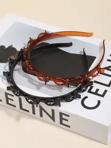 2pcs fashion bright face braided hair band set, professional braided headband clip, ladies plastic hairstyle design tools, temperament Joker broken hair finishing artifact, Zigzag Headband