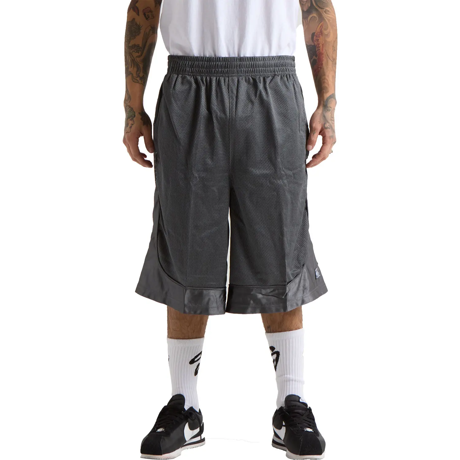 Shaka Wear Men's Basketball Shorts, Mesh Workout Gym Running with Pockets - Dark Gray - Small