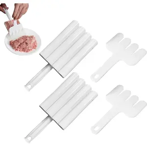 2 Pcs White Creative Non-Stick Triple Meatball Maker Set, DIY Meatball Making Tools, Multifunctional Kitchen Gadget for Meatball Lovers, Fruit and Vegetable Processing