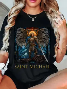 100% Cotton Unisex Saint Michael the Archangel Stained Glass T-Shirt