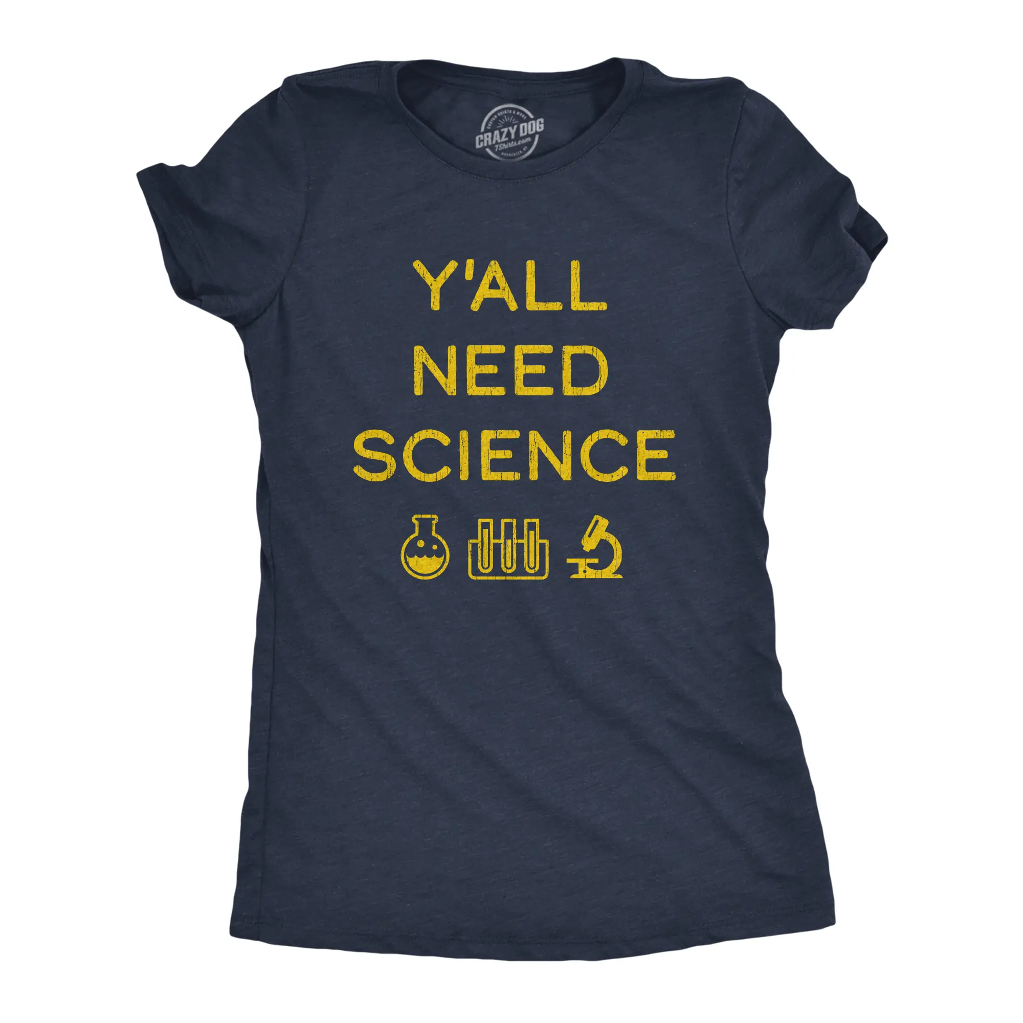 Womens Y'all Need Science T Shirt Funny Nerdy Chemstiry Graphic Novelty Tee Funny Womens T Shirts Cute Vintage Fashion Casual Ladies T-Shirt Gift Funny Science Top Women's Novelty Tees Navy