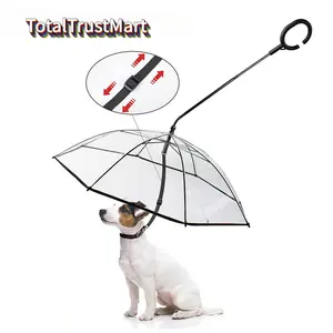 Hands-Free Dog Umbrella Leash - Clear Waterproof Pet Umbrella with Adjustable Belt Leash, Keeps Small Dogs Dry in Rain & Snow, Easy Snap-On Handle, Upgraded TPU Canopy