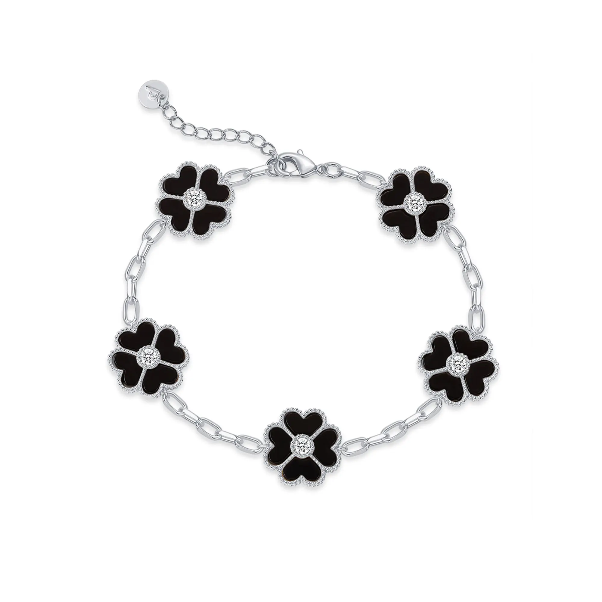 Black Onyx Flower - White Gold