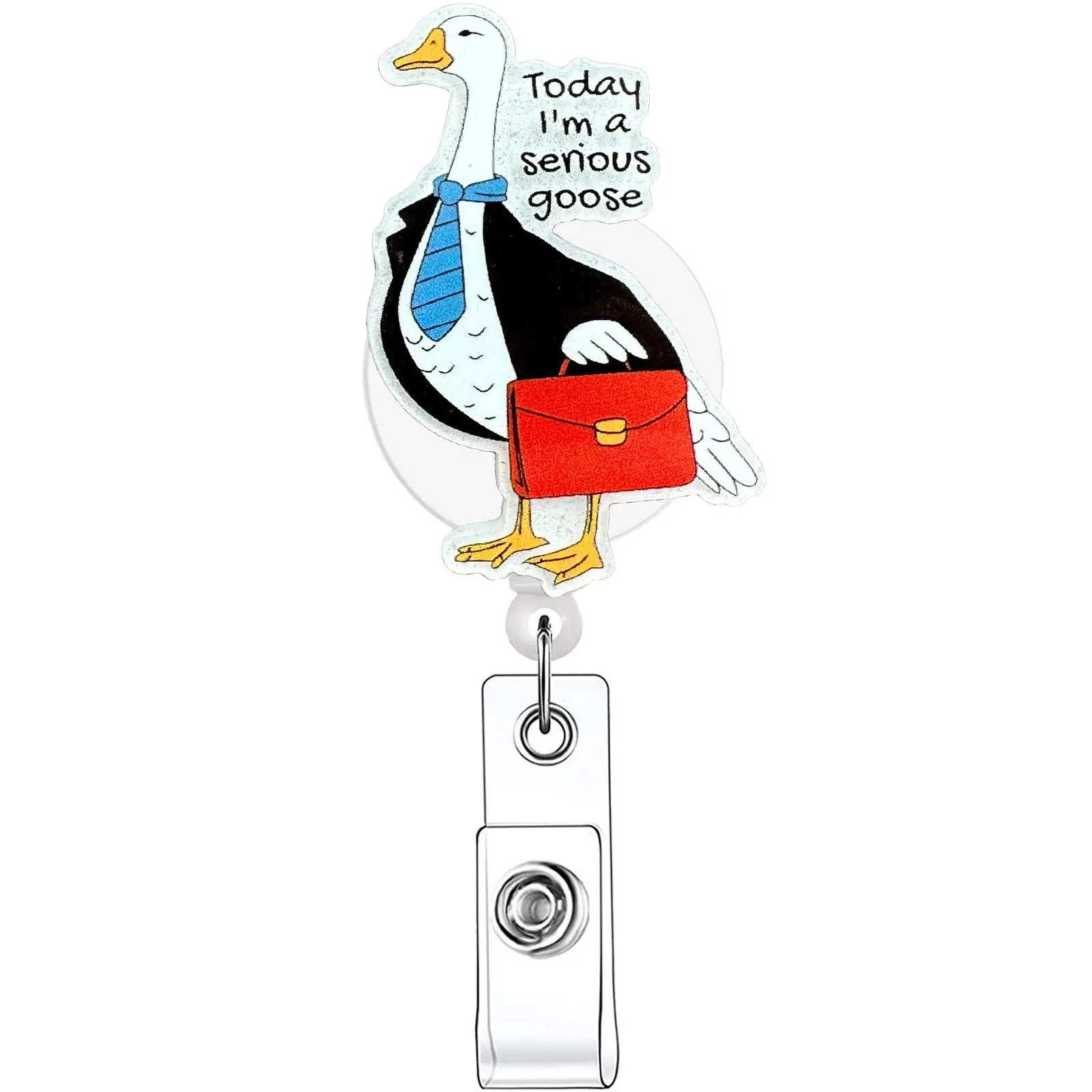 Retractable Badge Reel, 1 Count/20pcs Cute Goose Design Acrylic ID Holder with Clip for Nurses, Doctors, Students & Office Staff