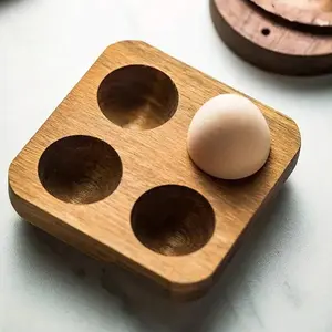 Wooden Egg Tray Holder, Multi-Compartment Storage Rack, Kitchen & Dining Room Organizer, Perfect Gift for Bakers, Nordic Farmhouse Style