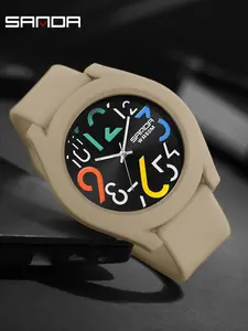 Men's Sportive Digital Analog Quartz Watch, Fashionable Wristwatch with Silicone Strap, Trendy Watch for Daily Life, Casual Watch, with Box, Quartz Wrist Watches