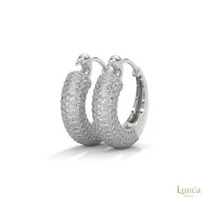 3.00 CT. Pavé Diamond Wide Hoop Earrings | Lab Grown | 14K Gold & Platinum