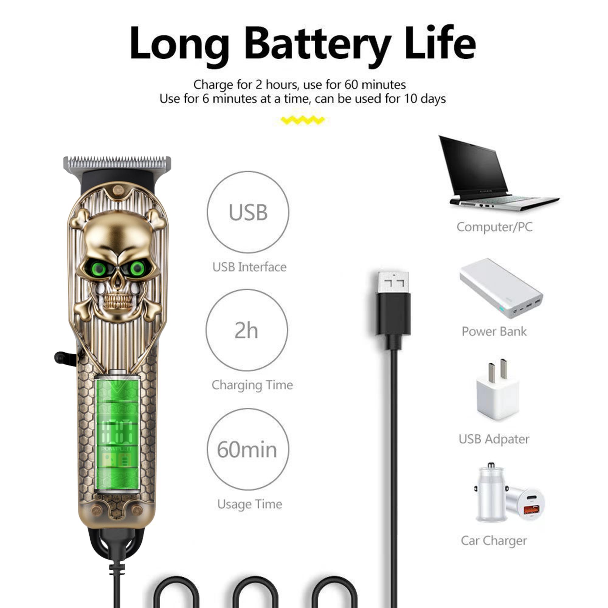 Professional Cordless Hair Clipper for Men - T-Blade Zero-Gap Trimmer with Detail & Fading Combs, Rechargeable All-in-One Beard, Mustache & Body Trimmer, Home Barber Precision Grooming, USB Fast Charging