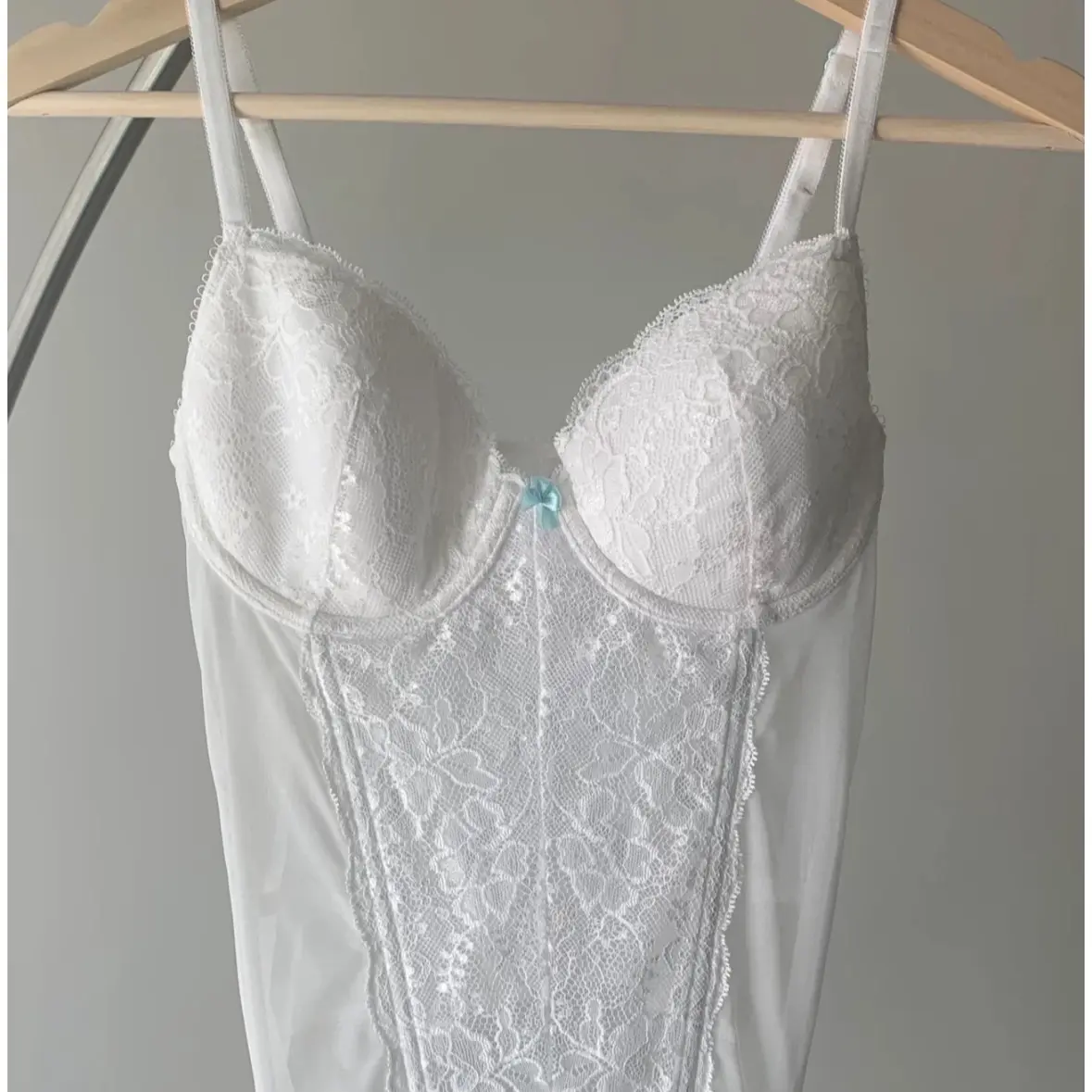 1990s Powder White Bustier Corset Lingerie Womenswear