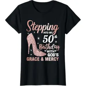 Stepping Into My 50th Birthday Shirt Women 50 Year Old Bday T-Shirt