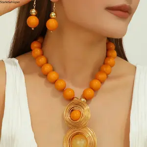 Handmade Synthetic Gemstone Beaded Necklace & Earrings Set, Elegant Unique Jewelry for Women, Versatile Accessories for Daily Wear, Party, Birthday & Holiday Gifts