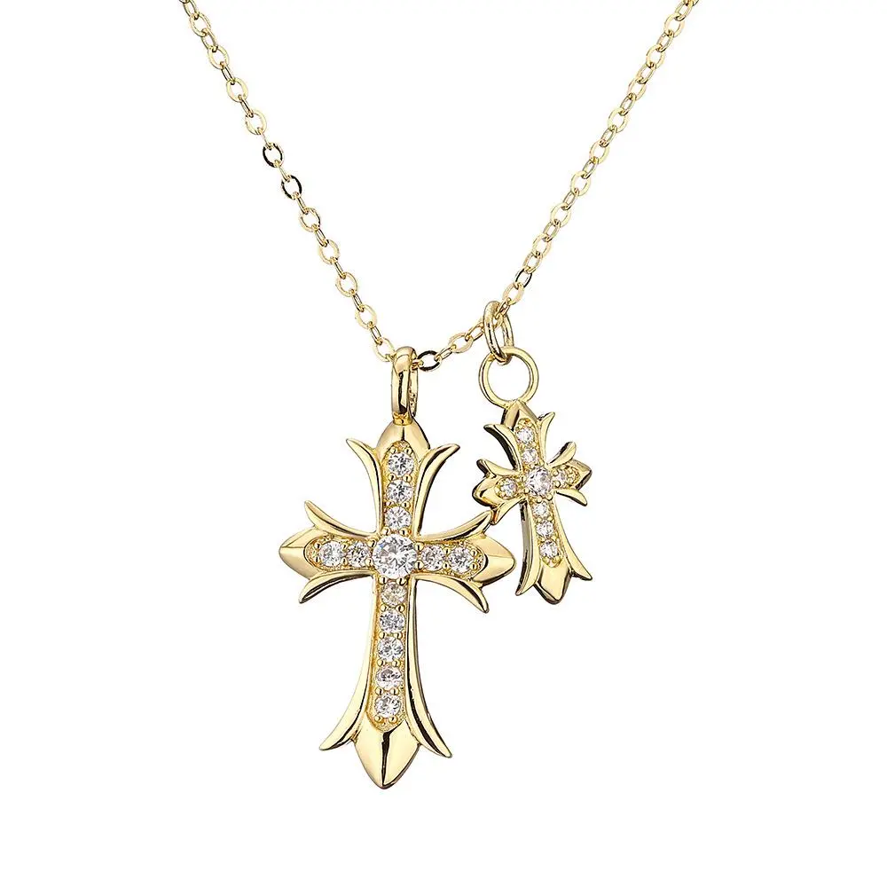 Lfee Delicate Chic Elegant Samll Cute Double Cross Necklace for Women Men Boy  Birthday Gifts Festival Casual Jewelry Gift