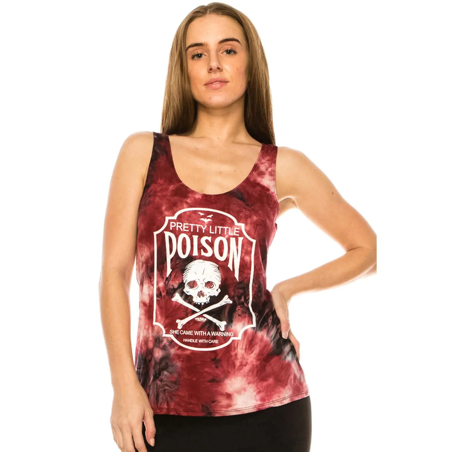 Edgy Burgundy Tie Dye Tank Top for Women | Sleeveless Scoop Neck with Graphic Design in a Lightweight Polyester Spandex Blend, Fabric, Fit, Breathable, Lady, Slip, Everyday