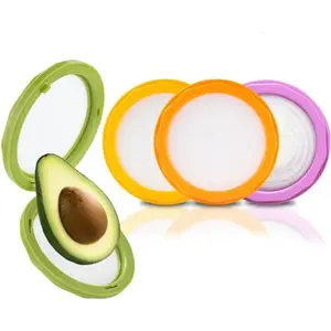 4-Piece Silicone Food Storage Containers Set, Avocado Saver, Onion Keeper, Kitchen Organizers for Fridge, Reusable & Fresh-Keeping Design