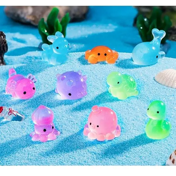 11Pcs Mini Resin Axolotl Sea Turtle Animals Figurines Miniature Animals Aquarium Ornaments Decorations For DIY Fish Tank Potted Micro Fairy Garden,Axolotl,Resin Animals,Mini Resin Animals,Axolotl