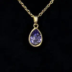 September 18K Gold Plated Necklace with Genuine Swarovski Crystal Birthstone Pendant