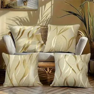 4pcs Set, 2D Flat Printing, Elegant Curve Pillow Covers, Minimalist Modern Home Decor, Made of Polyester, Contemporary Stylish Decorative Pillow Covers, Suitable for Sofas, Living Rooms, Outdoor Use, Decorative Pillow Covers
