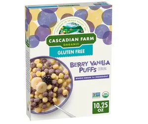 Cascadian Farm Organic Berry Vanilla Puffs Cereal, Gluten Free, 10.25 oz