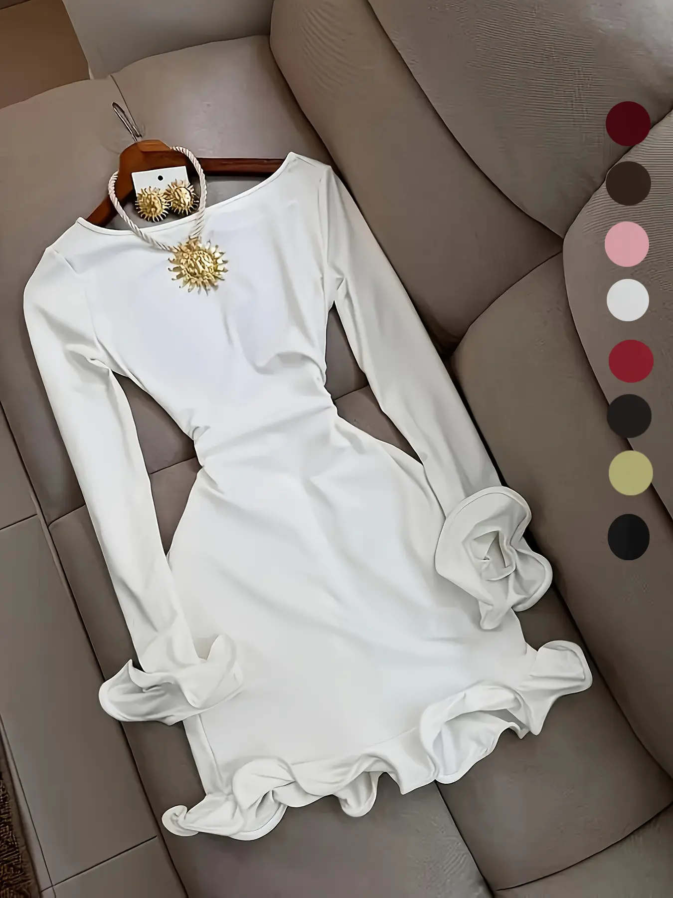 Elegant Aesthetic Women's Tight-Fitting Fitted Long Sleeve Dress with Pleated Sleeves, Backless Bow Tie Design, Plain Style, All Seasons Wear, Single Piece Womenswear - TikTok Shop Elegant Aesthetic Women's Tight-Fitting Fitted Long Sleeve Dress with Pleated Sleeves, Backless Bow Tie Design, Plain Style, All Seasons Wear, Single Piece Womenswear - TikTok Shop