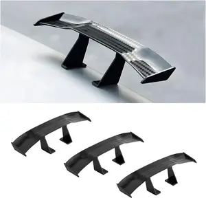 3PCs Car Mini Spoiler Wing, 6.7 Inch Universal Tail Wing Mini Carbon Fiber Texture Cool Decoration, Auto Exterior Accessories for Men Women (Black)