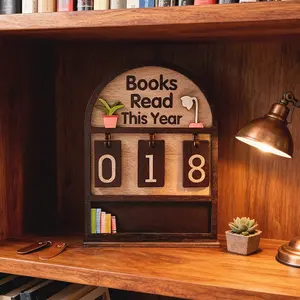 1 set of wooden reading counting ornaments -, DIY text with base, bookshelf display, reading challenge gift, suitable for readers, teachers, writers, and book enthusiasts, perfect gift for family and friends, Desk Signs Ornament