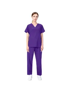 Basic Pet Grooming Room Hand Wash Clothes V Neck Pet Hospital Care Unit Pet Doctor Nursing Overalls Unisex Plus Size Summer Style Veterinary Work Clothes