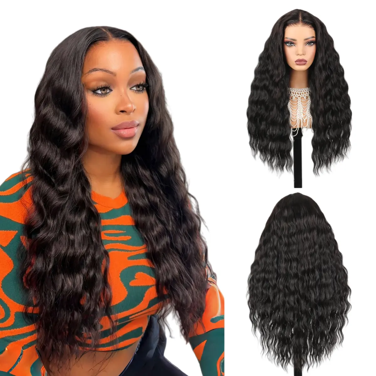 [Blend] Teslal Hair 6X6 TPart Lace Front Wigs Blend Hair 220% Density Boho Curly Glueless Wigs Pre Plucked Natural Hairline Wear It and Go Synthetic Wig For Women #SummerVibes