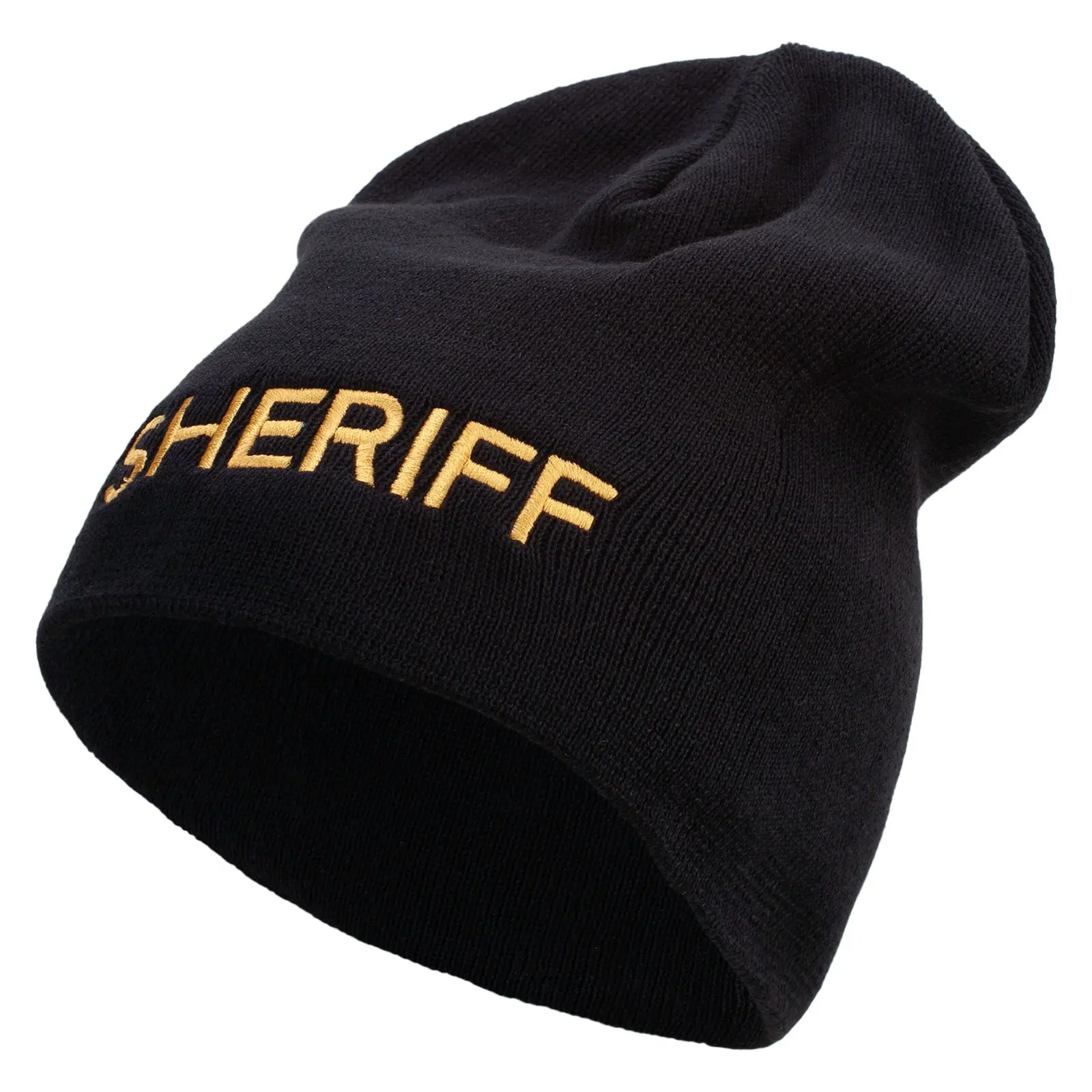 Sheriff Embroidered Big Size Superior Cotton Short Knit Beanie