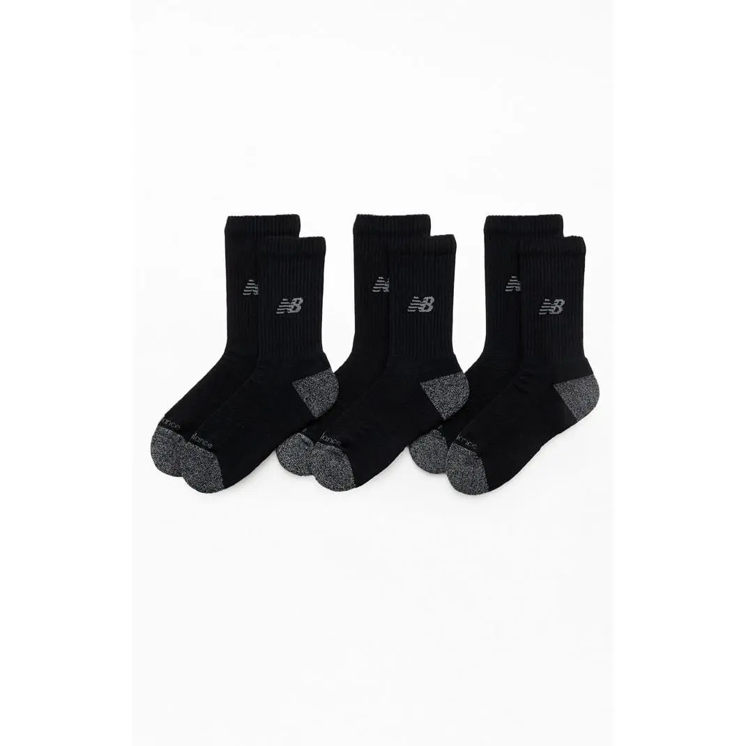 New Balance Men's 3 Pack Black Active Crew Socks