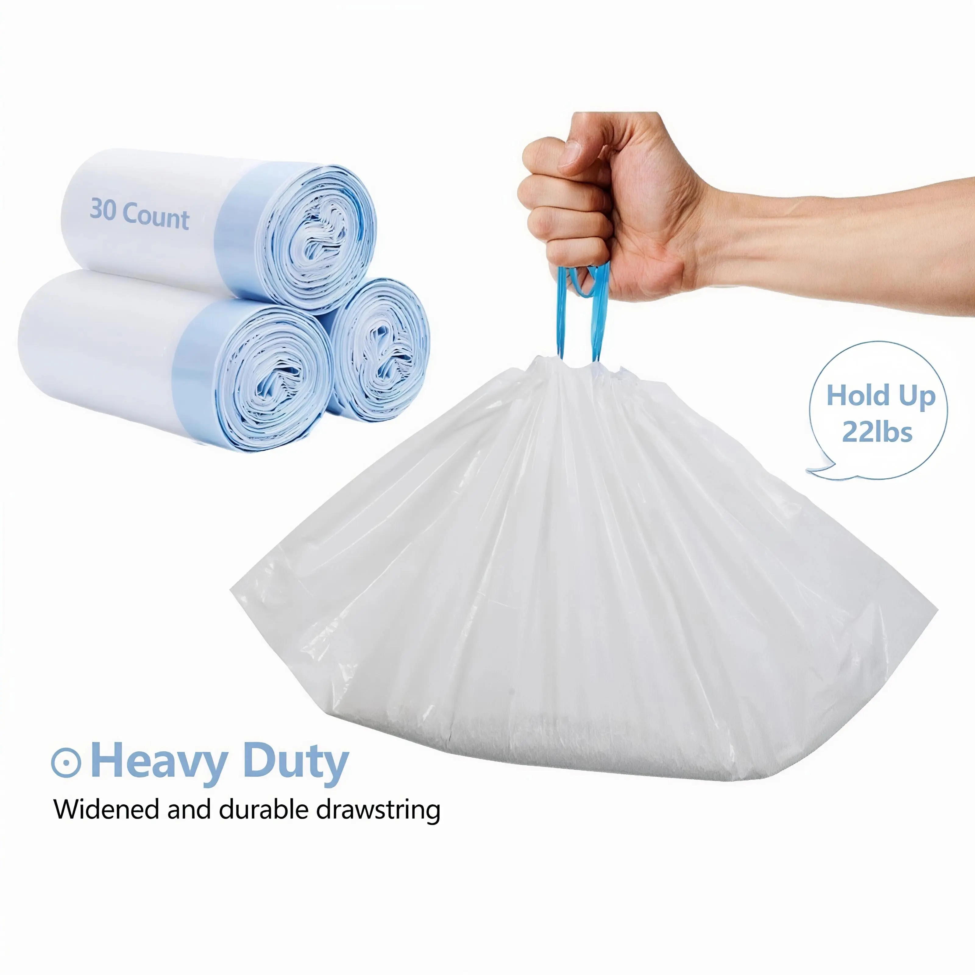 3 Rolls Cat Litter Box Liners, Heavy Duty Cat Litter Bags, 30 Count Extra-Thick 3MIL Drawstring Cat Litter Box Bags, Jumbo 36’’ x 19’’ Cat Litter Box Liners - Tear & Leak Resistant - Pet Supplies(3 Rolls)