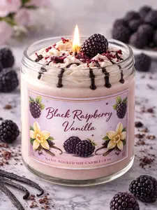Black Raspberry Vanilla Dessert Candle | 8oz Handmade Soy Candle