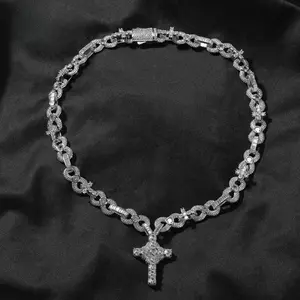 [ICE HUE]18K Gold Vacuum Plated Copper with 5A+ Sri Lanka Zircon Cross Design Pendant With Elegant  Necklace Miami Italy Mexico & Micro Inspired for Women & Men Luxury Jewelry,Daily Wear,Casual Fashion,Gift Idea,Chicano,Classic,Hip Hop,Simple,Sporty Style