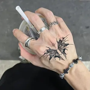 6 Large Herbal Tattoo Stickers, Including 1 Butterfly Element and 5 Random Styles, Lasting 7 to 15 Days, Waterproof and Wear-resistant, Realistic Effect, Suitable for Those Afraid of Pain and Not Wanting Real Tattoos