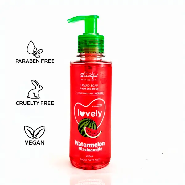 Face Beautiful Brazilian Watermelon Liquid Soap - Gentle Face & Body Cleanser for Daily Hydration and Soft Skin, 200 ml / 6.76 fl oz
