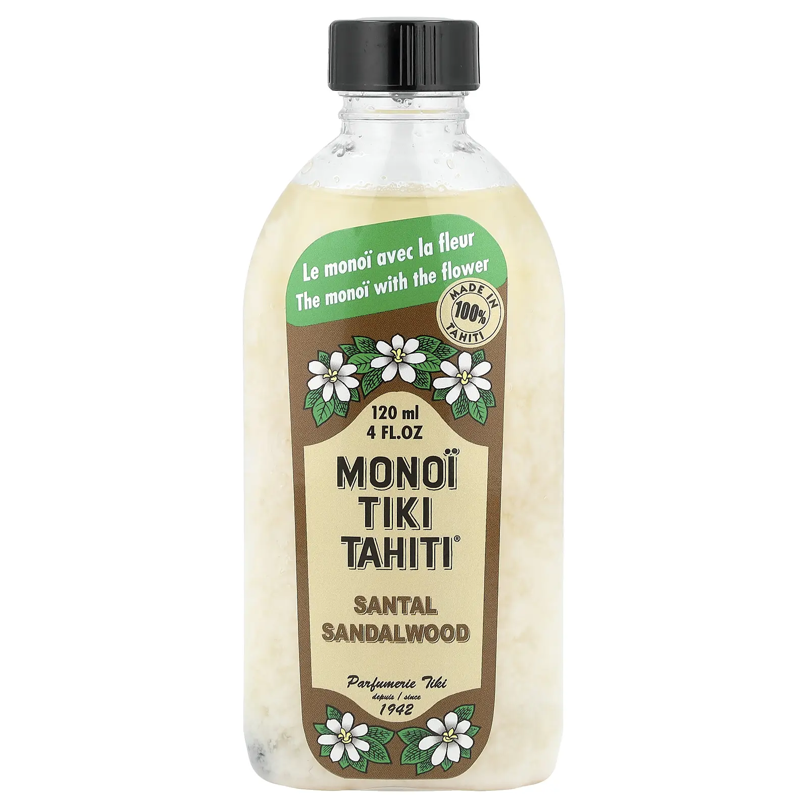 Monoi Tiare Tahiti Monoi Tiki Tahiti®, Coconut Oil, Santal Sandalwood, 4 fl oz (120 ml)