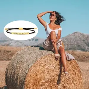 Women's Adjustable Inspire Bracelet - Woven Rope, Stainless Steel Tubular Design, "Remember Who You Are" Inspirational Gift, Daily Trendy Jewelry