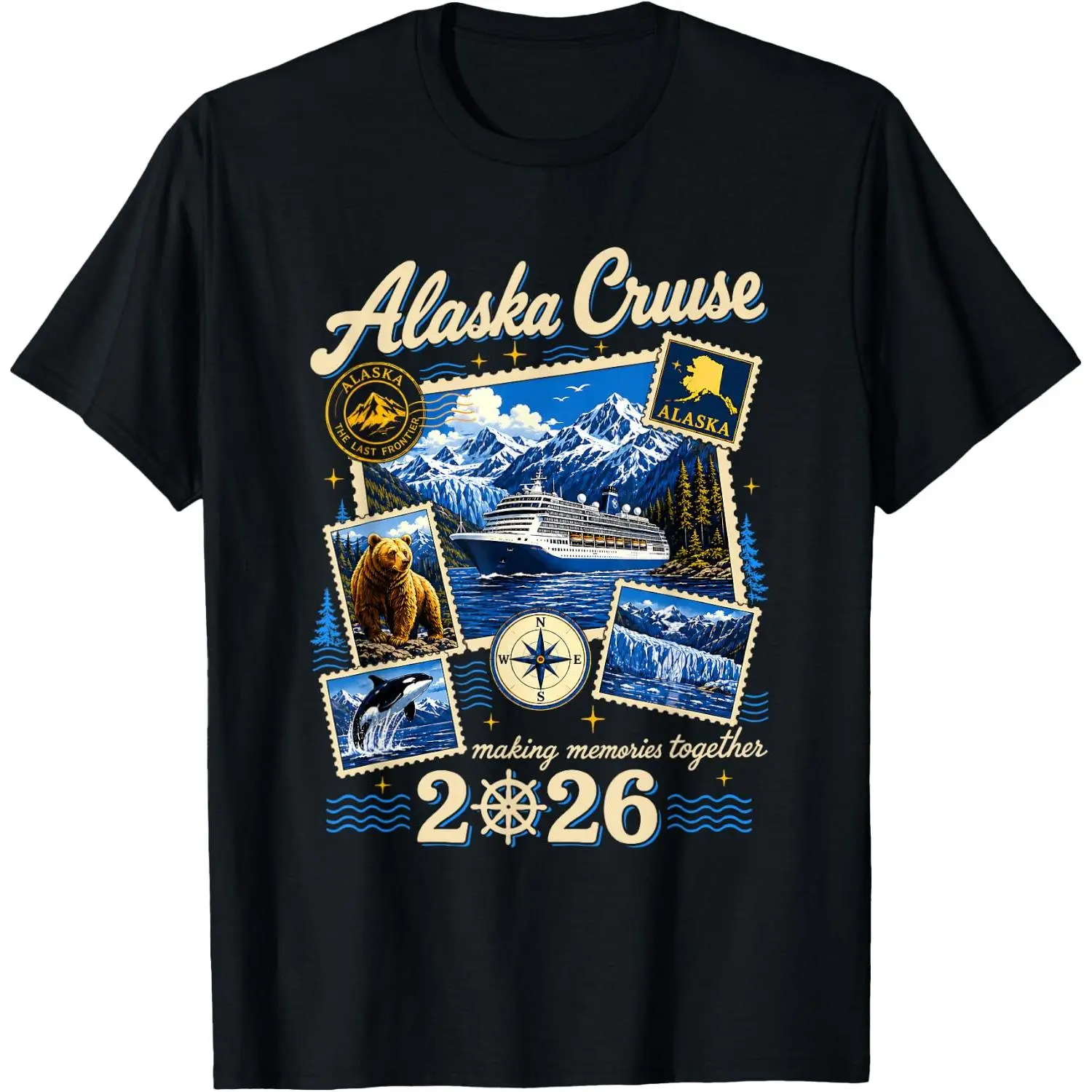100%cotton Alaska Cruise 2026 Memories Together Family Friends Vacation T-Shirt