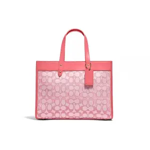 COACH Field 30 Monogram Canvas and Leather Tote Bag for Women in Pink