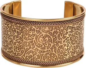 VINTAGE ENGRAVED CUFF BRASS BRACELET