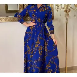Women's Sleeveless Abaya Ramadan Printed Shirt Dress