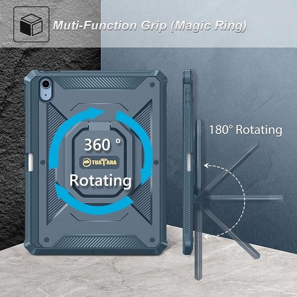 Fintie Heavy-Duty Case for 2025 iPad A16 11th Gen & iPad 10th Gen, 360-Degree Rotating Stand and Screen Protector, iPad A16 Protective Cover - Navy