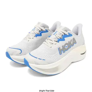 Light Grey Mesh Lightweight Training Sneakers Ultra Curved Thick White Cushion Blue Accent Non Slip Shock Absorbing Athletic Running Shoes Unisex
