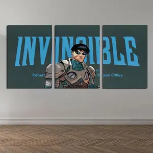 Set of 3 Invincible War Themed Canvas Poster Mark's Universe Variant Art Wall Decor Comic Style Gift for Teens Living Room Bedroom Dorm framed Waterproof Moisture-Proof Desig