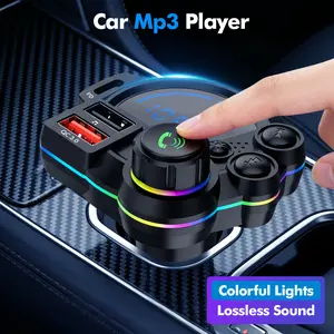 Bluetooth 5.3 Car FM Transmitter, Wireless Radio Adapter with PD 30W & USB Fast Charger, Colorful RGB Light, Hands-free Calling, Bass Music Player for All Cars