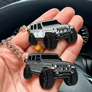 Double-Sided Metal Enamel Keychain Pendant, Car-Compatible Key Rings for Wrangler Owners, Portable Vibrant Color Gift with Exquisite Workmanship, Scratch & Wear Resistant Design for Family & Friends